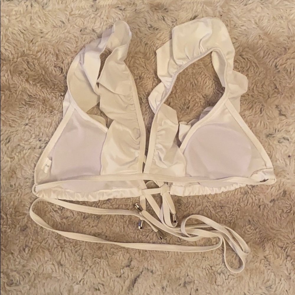 White Ruffle Strap Top Bikini - Picture 3 of 5
